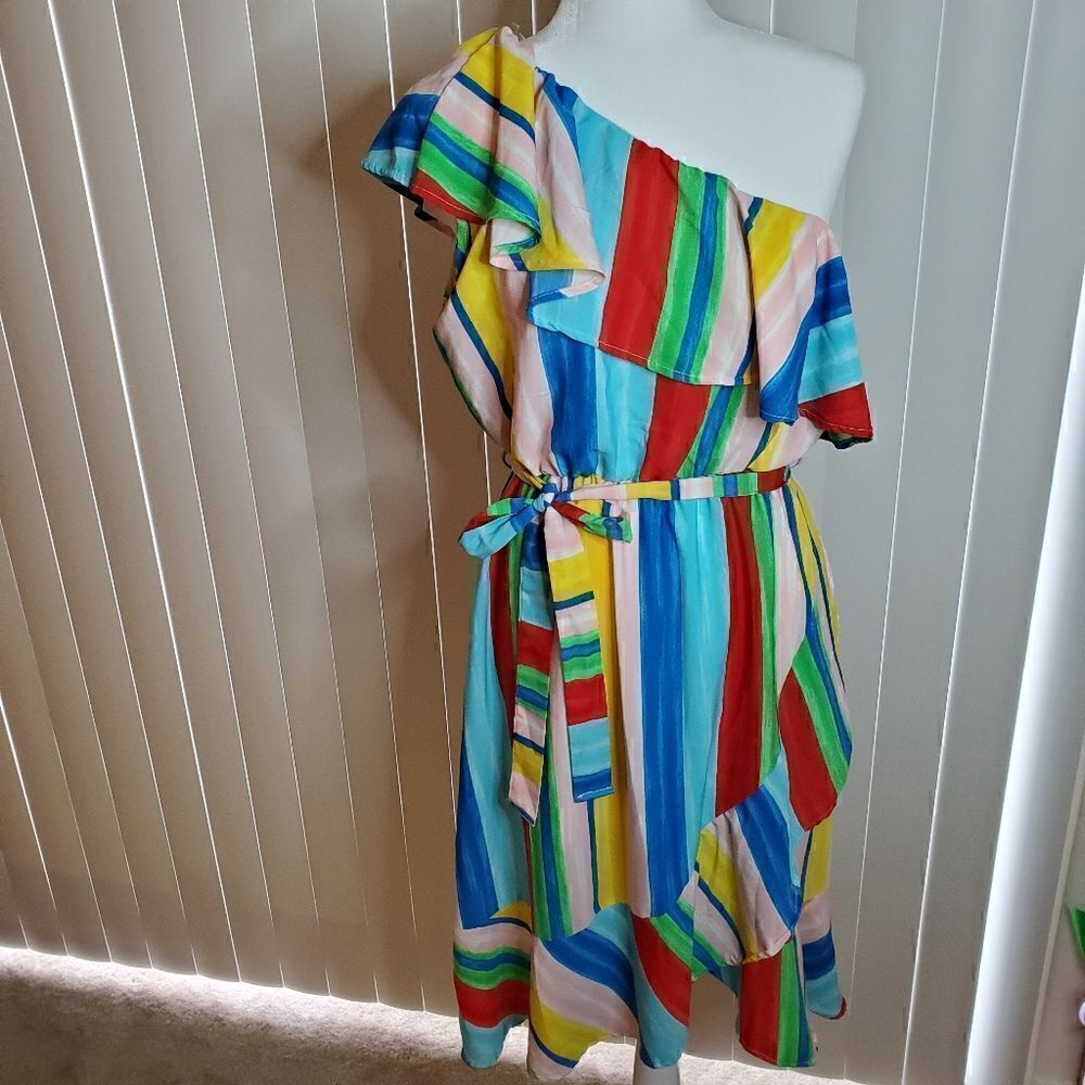 Peach Love California one shoulder dress L